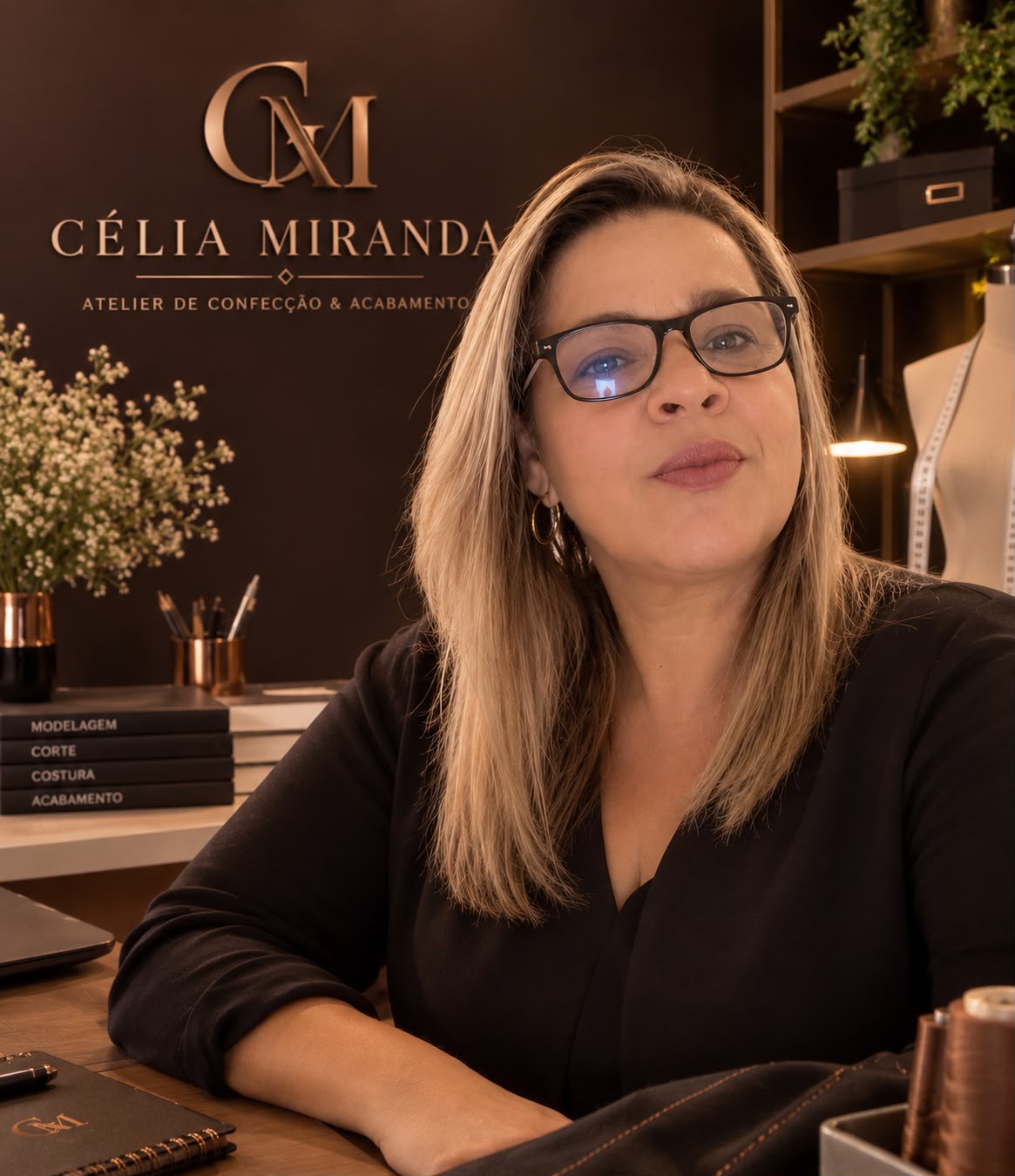Célia Miranda em seu atelier
